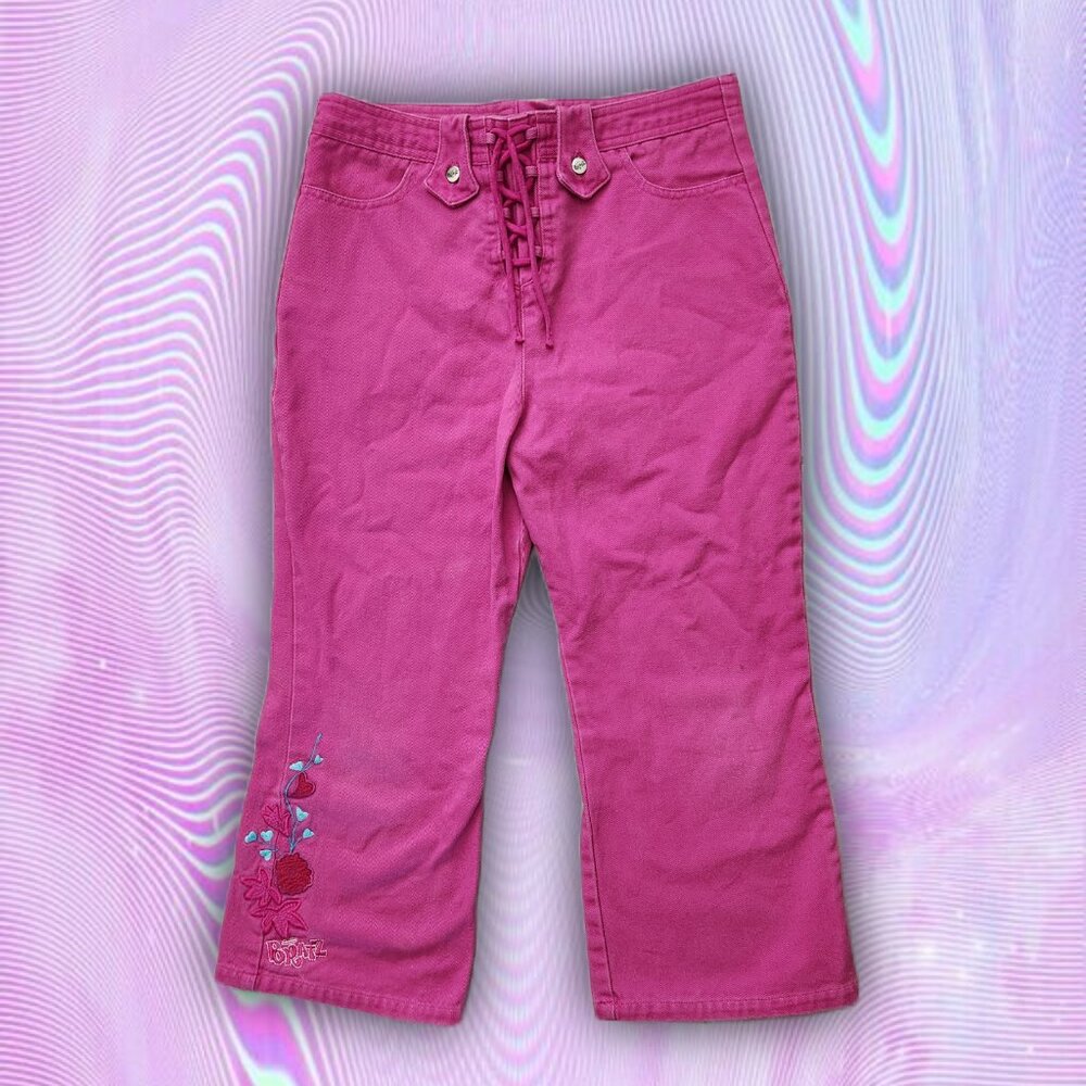 Vintage Y2k BRATZ lace up fly capris pants